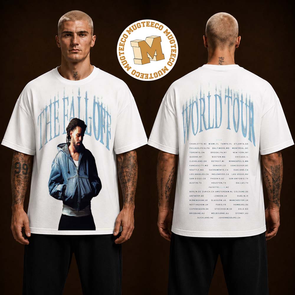 J. Cole The Fall Off Tour White Face Two Sided Unisex T Shirt
