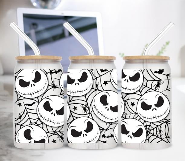 Jack Skellington 16oz Glass Can | Sublimation T-Shirts, Hoodie, Sweatshirt | PodTeesHub.com