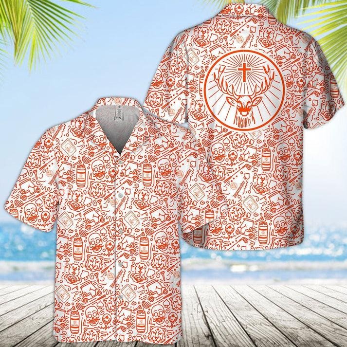 Jagermeister Summer Doodle Art Hawaiian Shirt, Tropical Vacation Shirt, Summer Beachwear, Gift for vacation, Vintage...