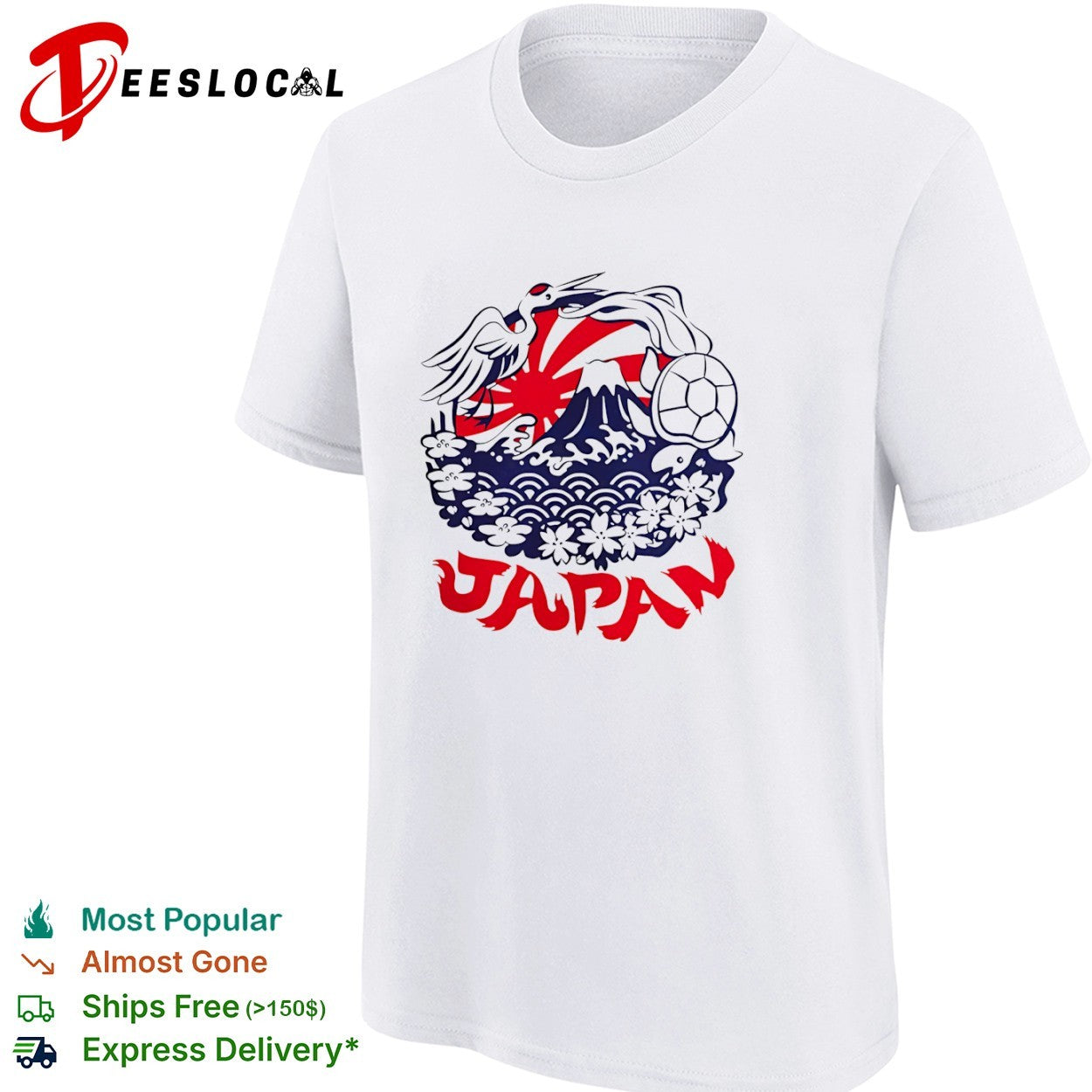 Japan Mt Fuji Crane Turtle Sakura Floral Rising Sun Symbolism shirt