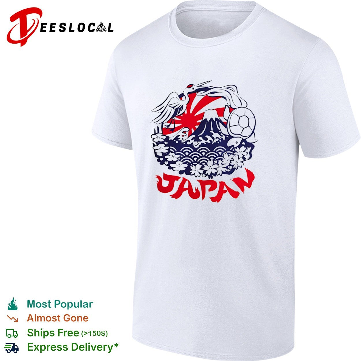 Japan Mt Fuji Crane Turtle Sakura Floral Rising Sun Symbolism shirt