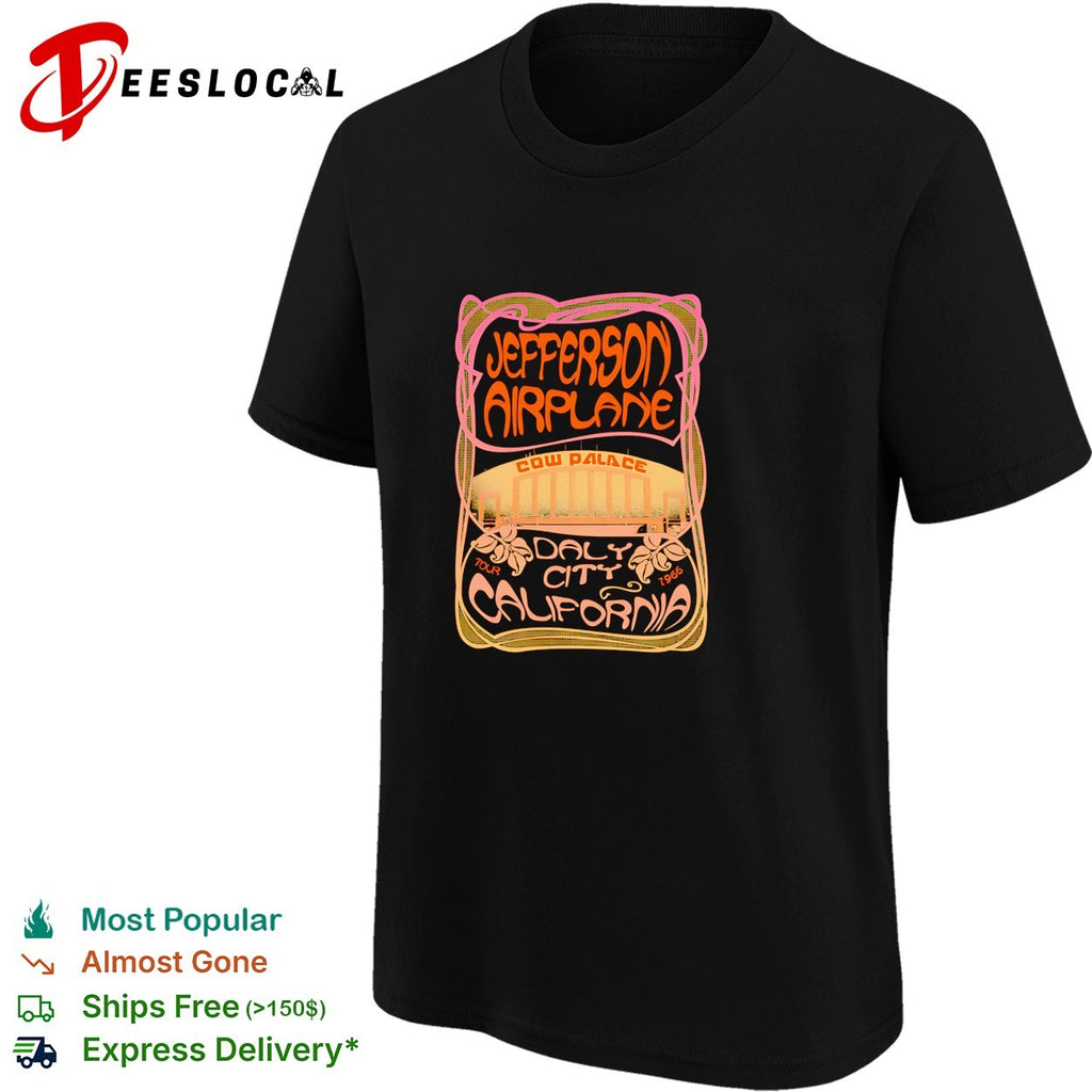 Jefferson Airplane Cow Palace Daly City California 1966 tour psychedelic poster shirt