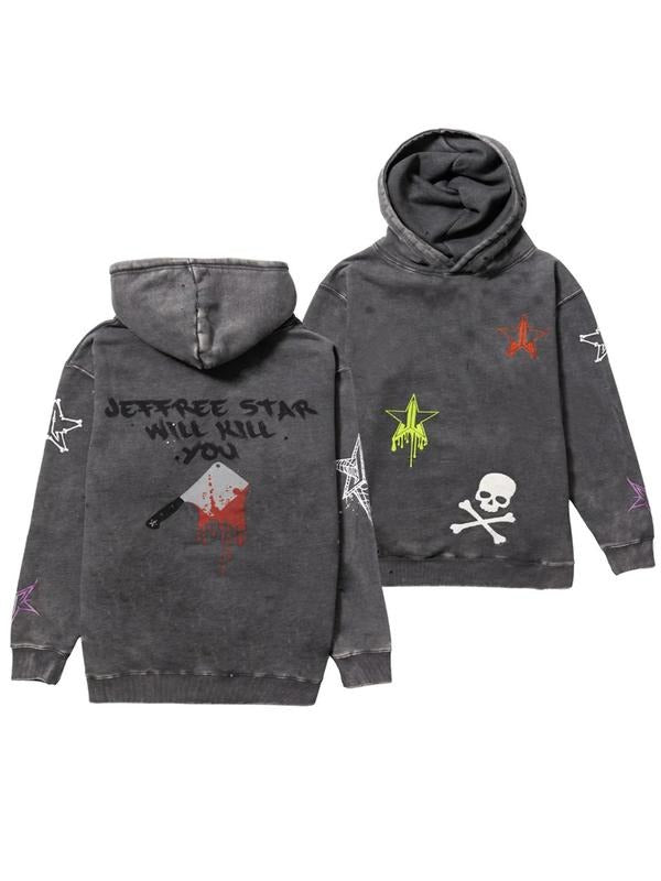 Jeffree Star Dark Print Hoodie, Street Style, Daily Wear, Geometric Pattern, Gothic Inspired Design, Unisex Fashion Item...