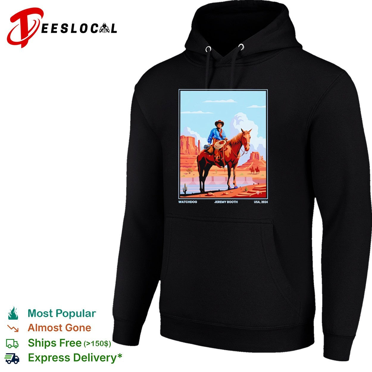Jeremy Booth watchdog USA 2024 cowboy riding horse in desert shirt