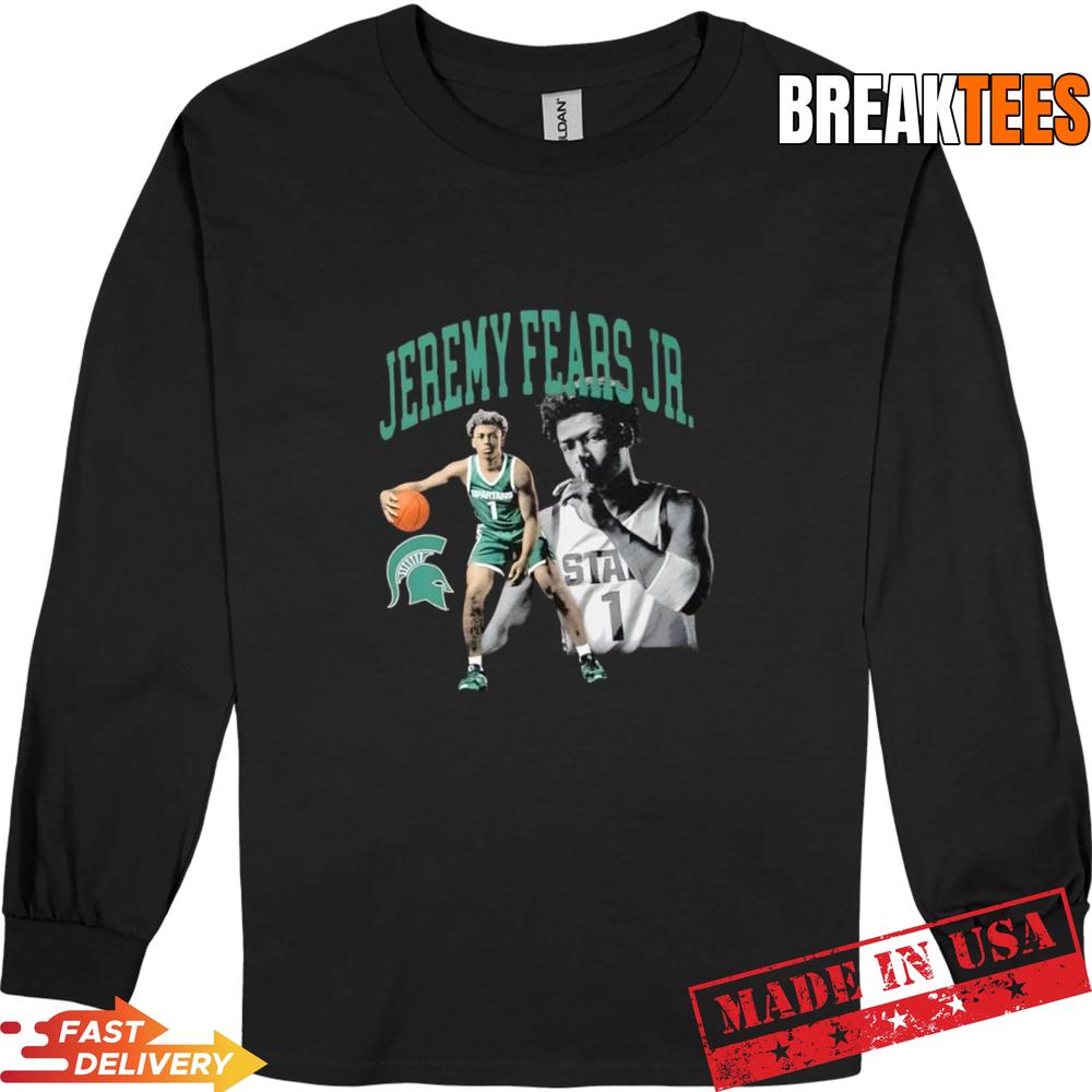 Jeremy Fears Jr Michigan State Spartans Basketball Portrait T-Shirt