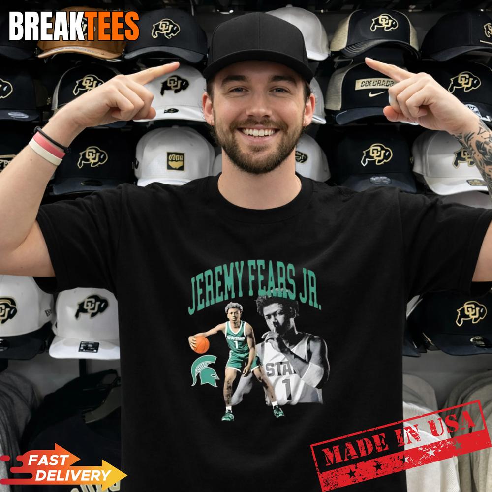Jeremy Fears Jr Michigan State Spartans Basketball Portrait T-Shirt