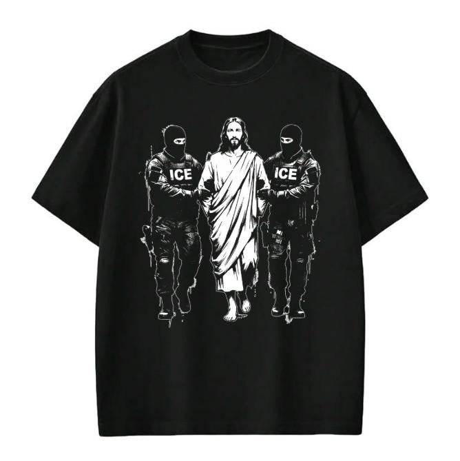 Jesus Arrested Parody Anti ICE Shirt, Stop ice Raids Hoodies, Anti Fascism Shirt, Sarcastic Immigrant Rights Sweatshirt