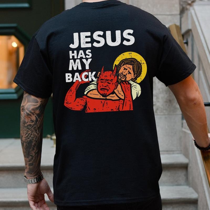 Jesus Has My Back, Funny Christian Jesus Shirt, Brazilian Jiu-jitsu Style Shirt, Christian Shirt Cotton Hoodie Sweatshirt