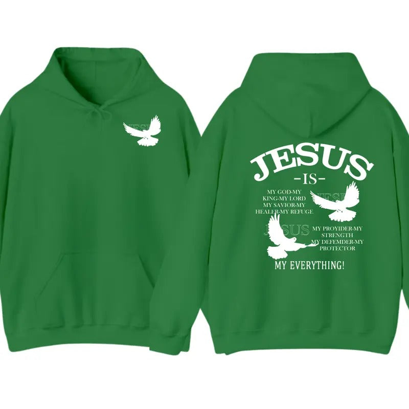 Jesus Is Menswear Hoodie - Faith-Based Christian Apparel with Dove and Inspirational Bible Verses, Perfect for Believers...