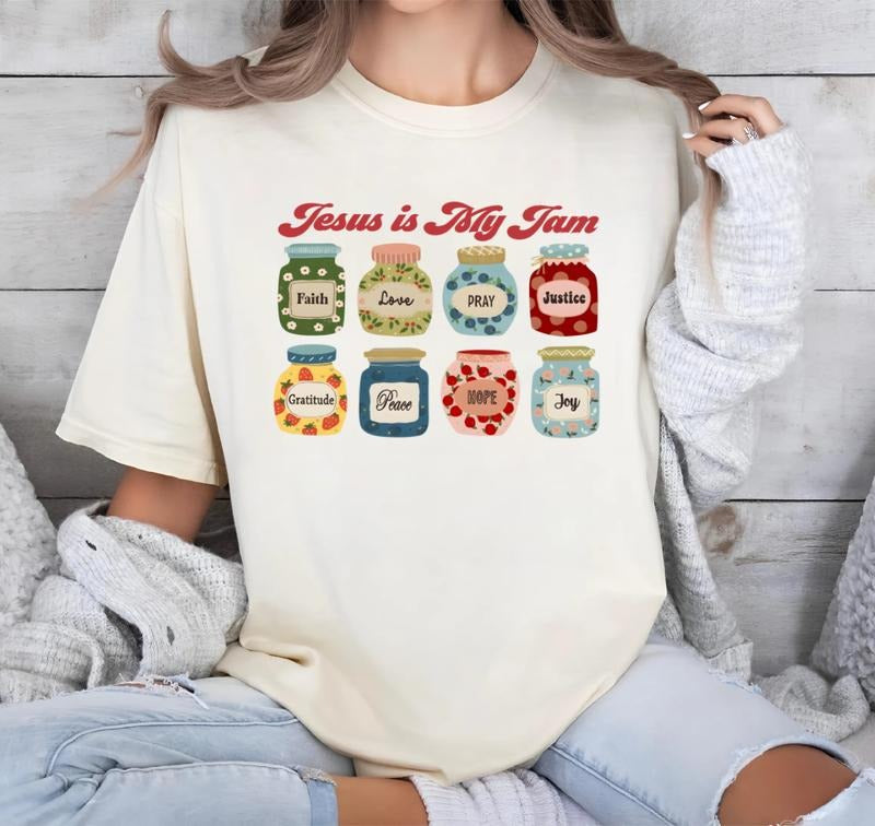 Jesus Is My Jam Christian Jesus Shirt, Christian Mom Gift, Jesus Apparel, Bible Verse Religious Tee, Faith Based T-shirt...
