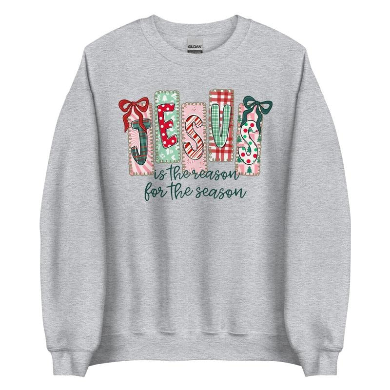 Jesus Is The Reason For The Season Graphic Crewneck Sweatshirt T-Shirts, Hoodie | PodTeesHub.com