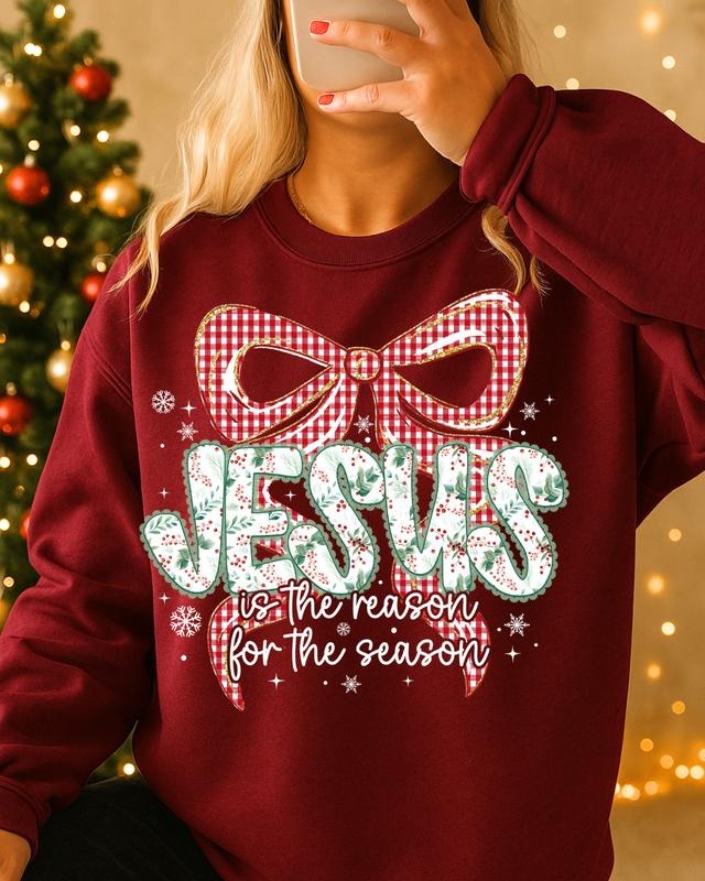 Jesus is the Reason For the Season Crewneck, Trendy Festive Sweatshirt, Christian Holiday Sweatshirt T-Shirts, Hoodie