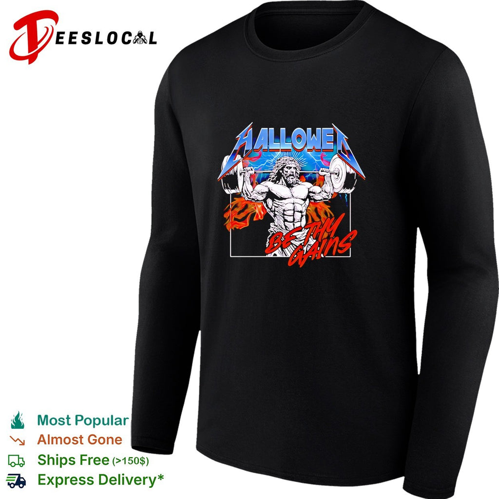Jesus weightlifting musclar Hallowed Be Thy Gains shirt