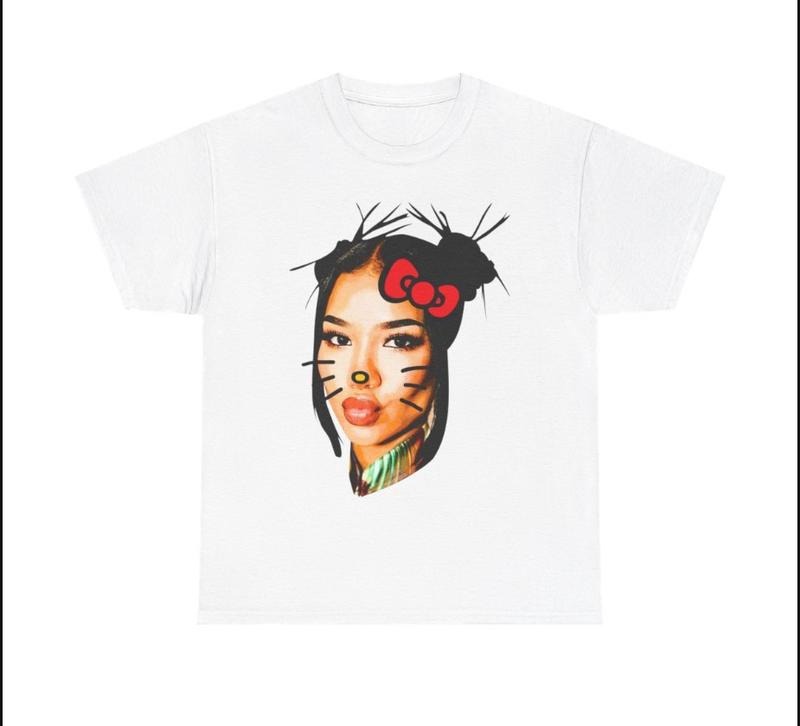 Jhene Kitty Big Face White T-shirt, Rap Hip Hop Tee Hoodie, Sweatshirt | PodTeesHub.com
