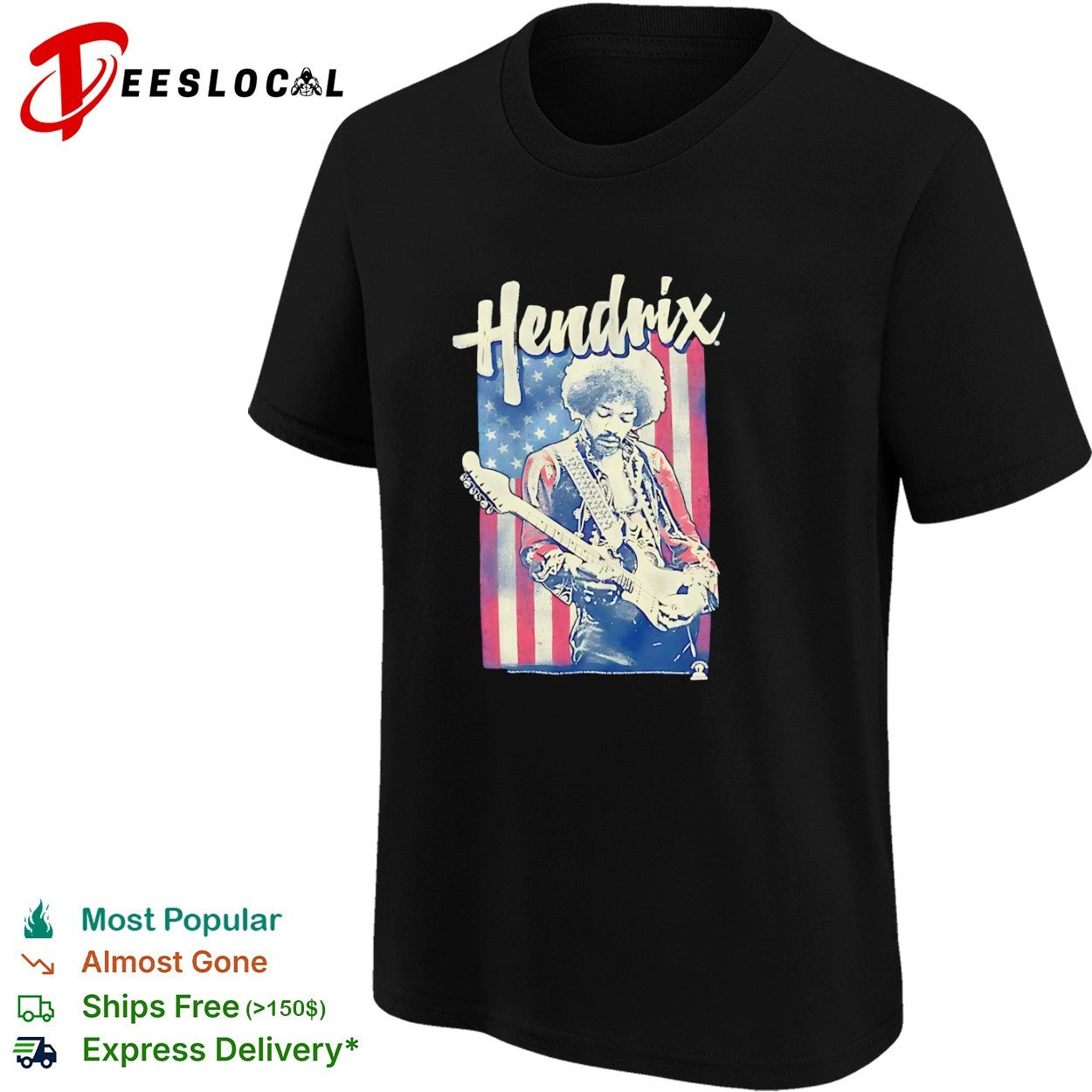 Jimi Hendrix guitar flag shirt