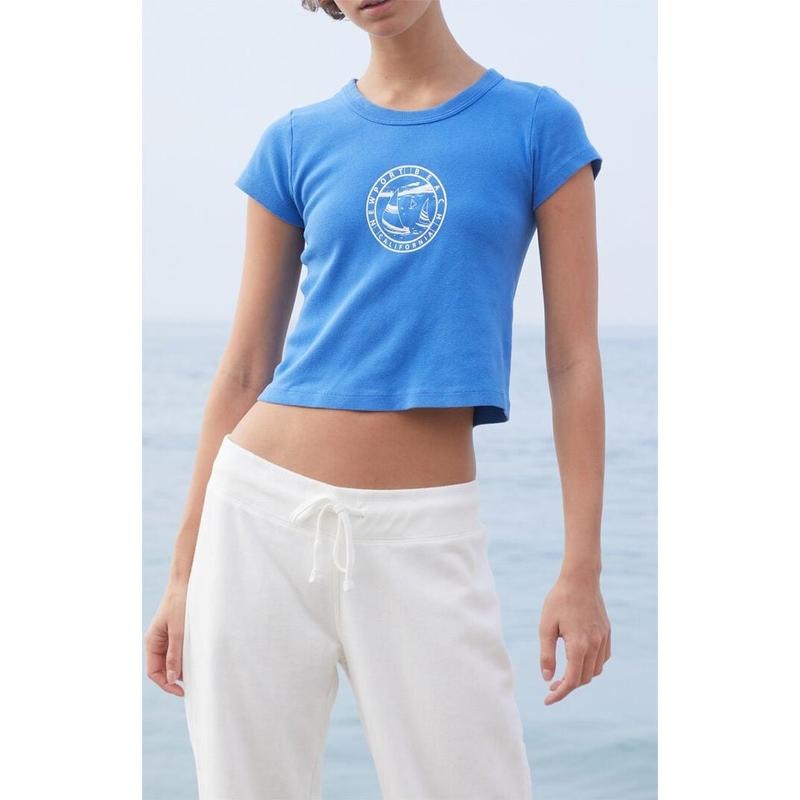 John Galt Women's Ashlyn Newport Beach Cropped T-Shirt - Multicolor Hoodie, Sweatshirt | PodTeesHub.com