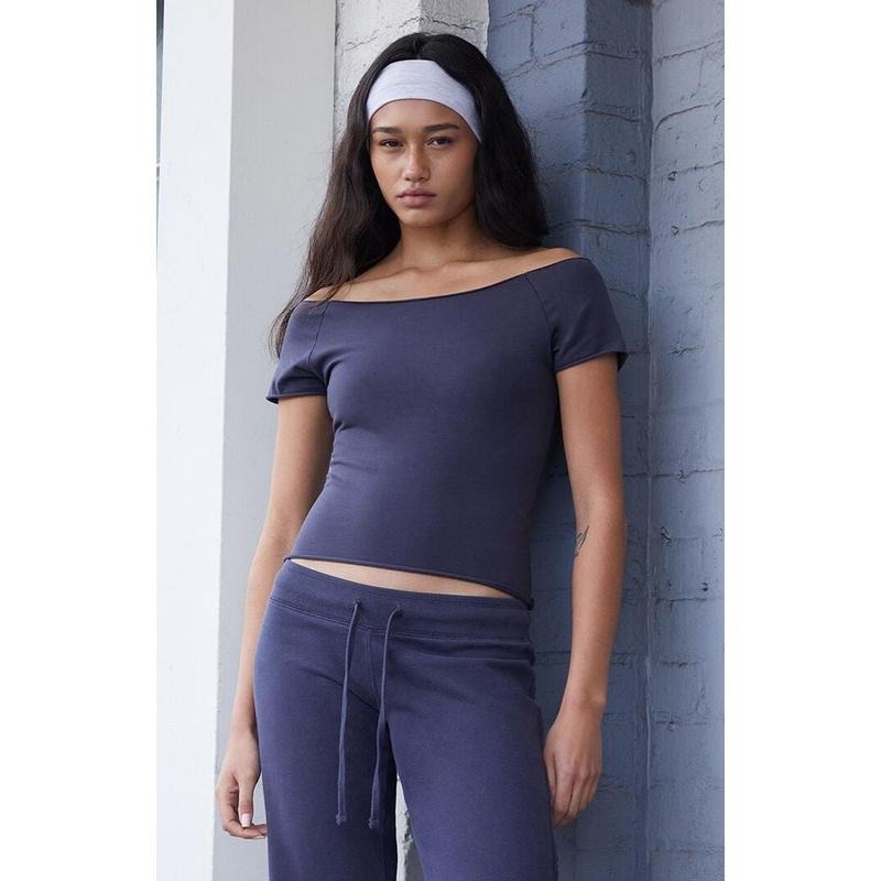 John Galt Women's Blue Bonnie Off-The-Shoulder Top T-Shirts, Hoodie, Sweatshirt | PodTeesHub.com