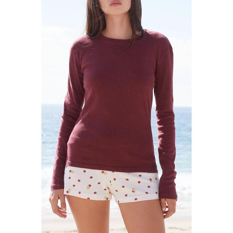 John Galt Women's Burgundy Ainsley Long Sleeve Top T-Shirts, Hoodie, Sweatshirt | PodTeesHub.com