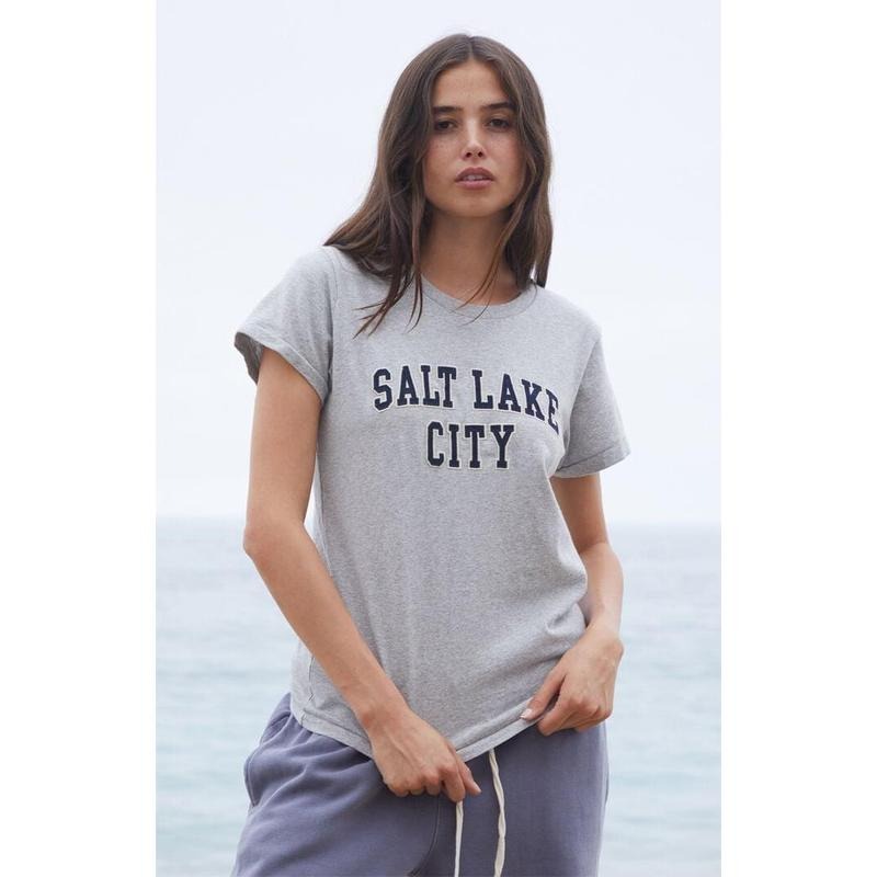 John Galt Women's Silver Chloe Salt Lake City Embroidered T-Shirt - Multicolor Hoodie, Sweatshirt | PodTeesHub.com