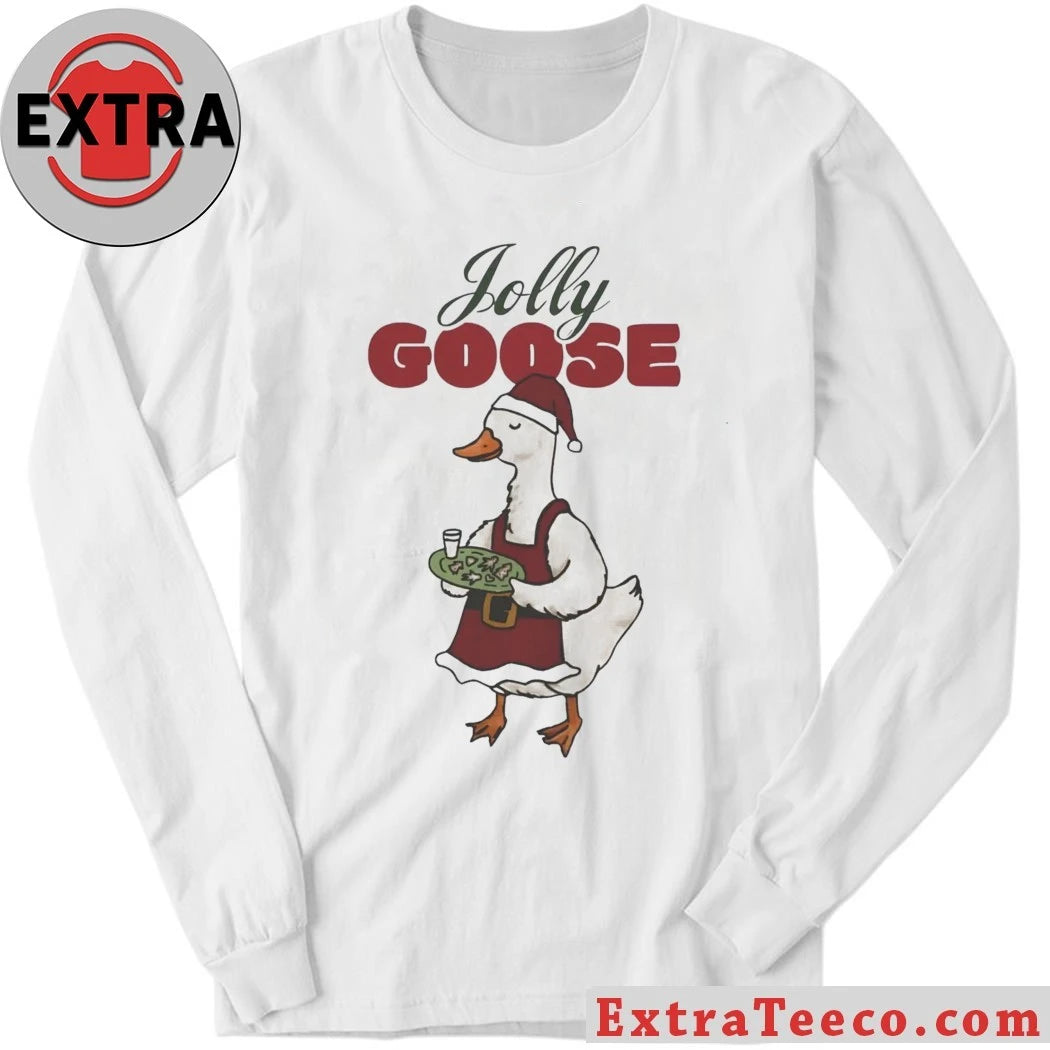 Jolly Goose The Goose is wearing a Santa hat and a red apron Shirt