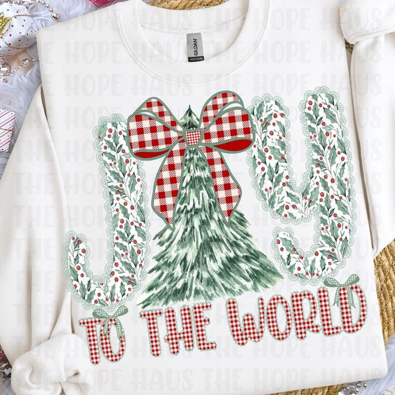 Joy To The World Coquette Jesus Christmas Sweatshirt, Trendy Christmas Season Graphic Design Unisex Sweater for Women for...