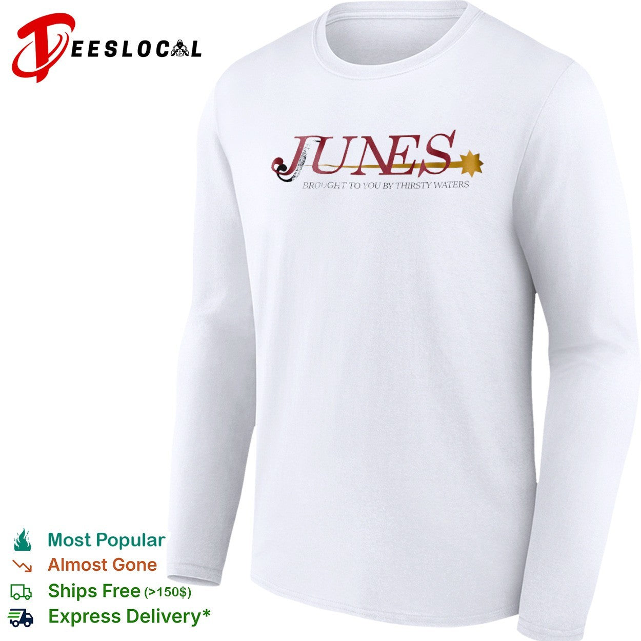 Junes brought to you by Thirsty Waters yellow star shirt