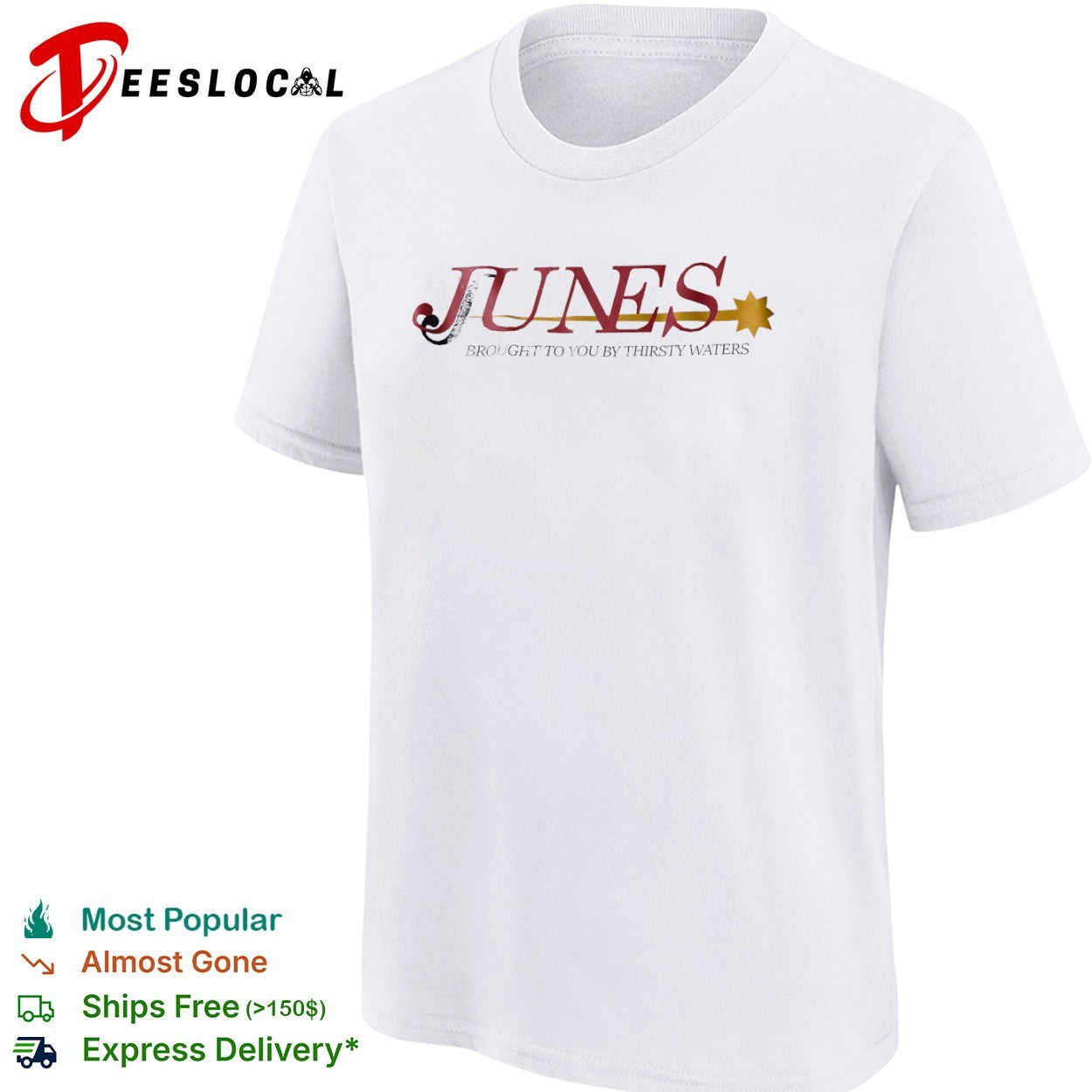 Junes brought to you by Thirsty Waters yellow star shirt
