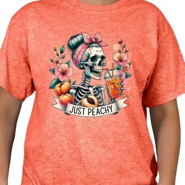 Just Peachy Skeleton Messy Bun T-shirt Hoodie, Sweatshirt | PodTeesHub.com