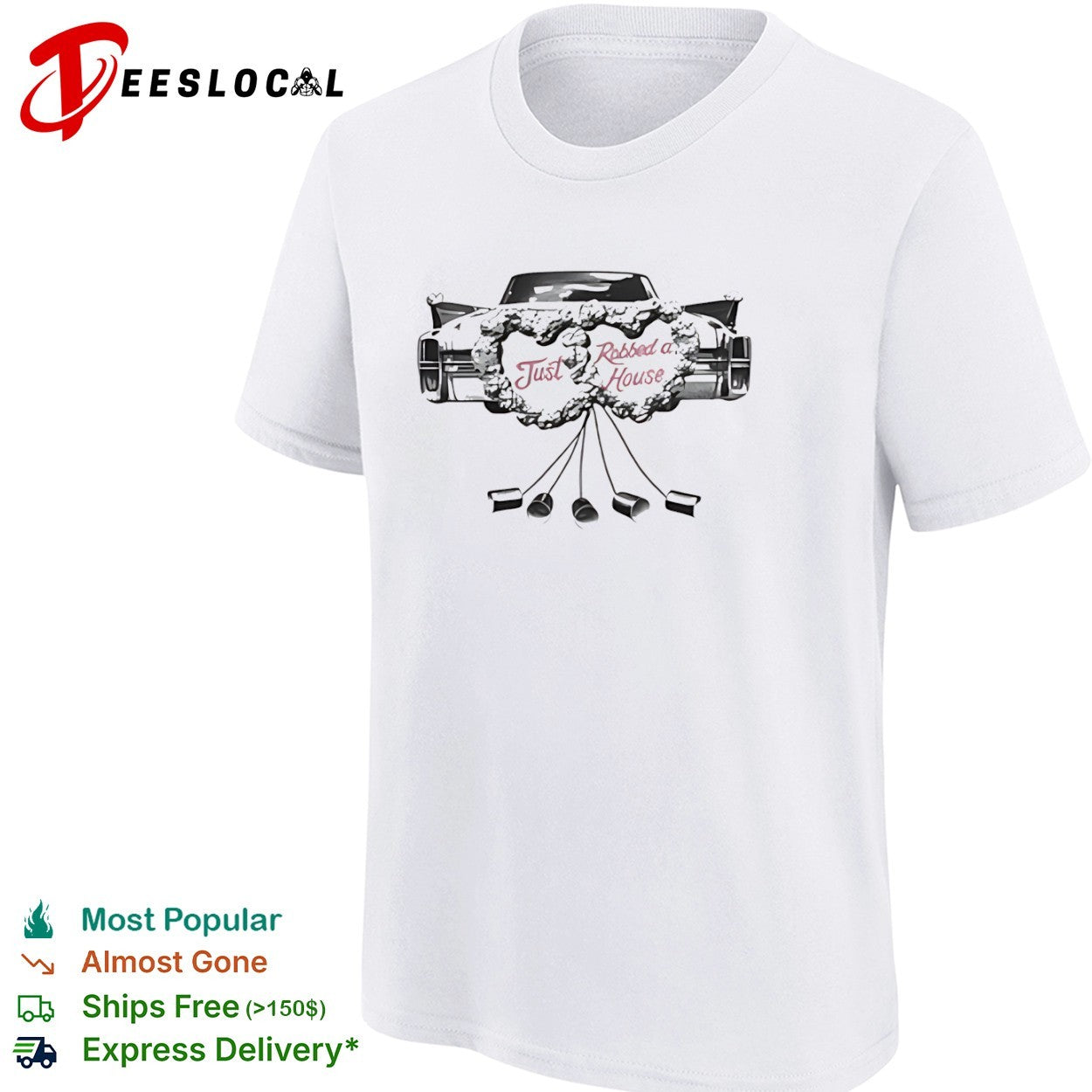 Just Robbed a House Vintage Wedding Car Tin Cans shirt