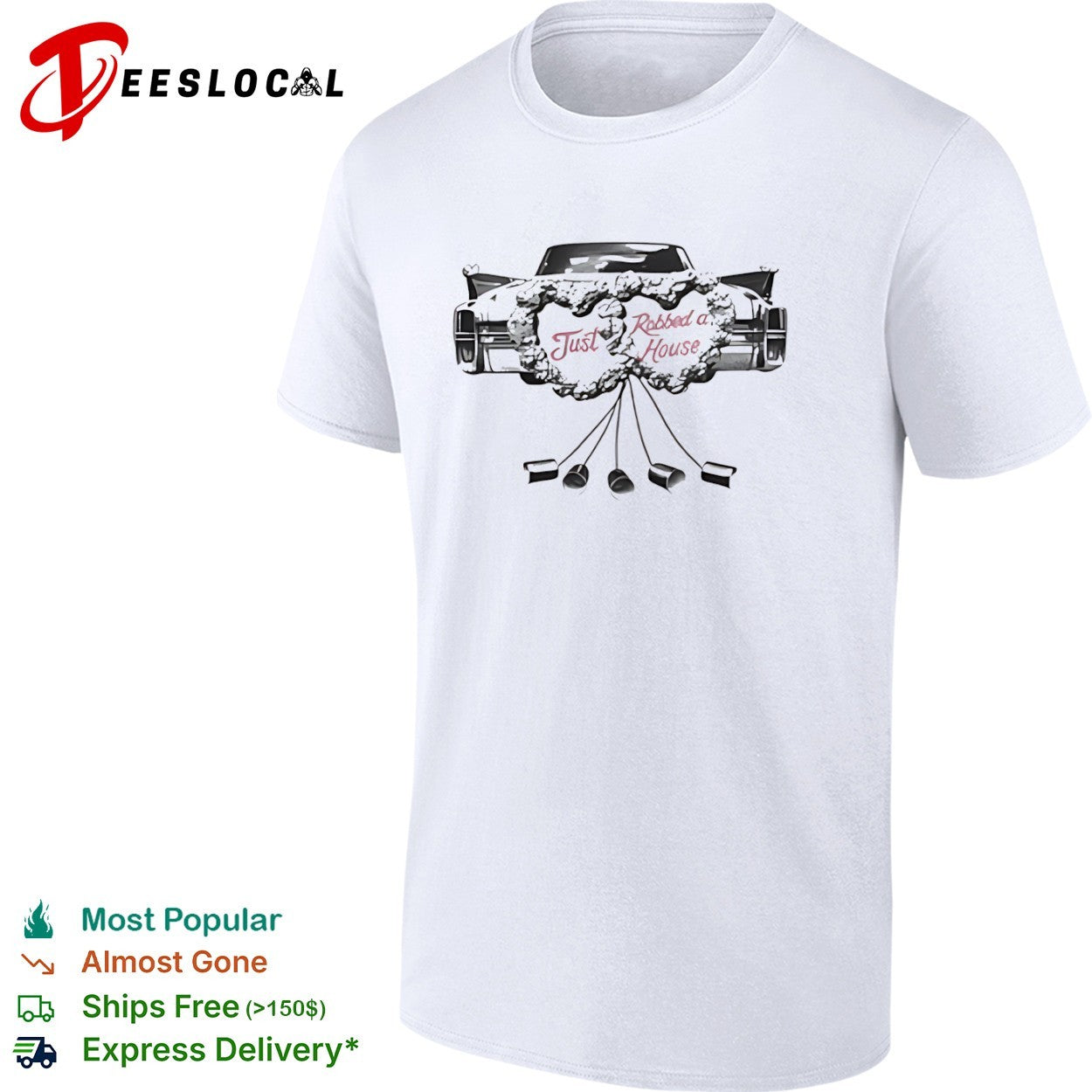 Just Robbed a House Vintage Wedding Car Tin Cans shirt