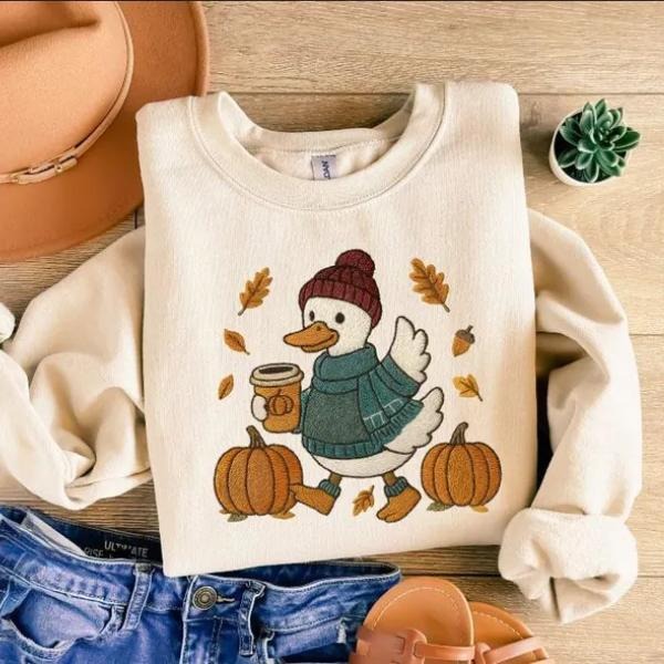 Just a Fall Goose Sweatshirt, Autumn Cozy Fall Vibes Sweatshirt, Silly Goose Tee, Fall Autumn Thanksgiving Tshirts Hoodie