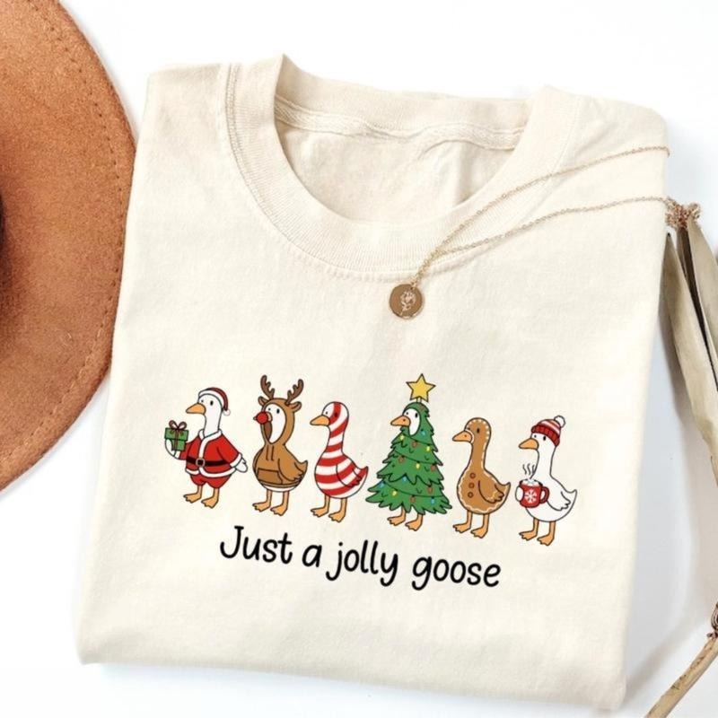 Just a Jolly Goose Shirt Funny Christmas Tee Silly Goose Shirt Xmas Festive Gift Graphic T-Shirt Santa Gingerbread...