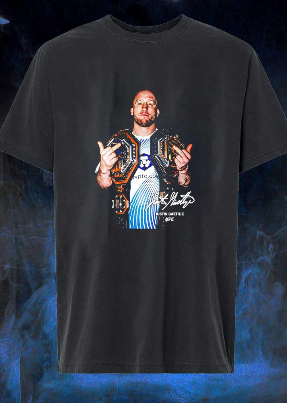Justin Gaethje Signature UFC Champion Flip Off Crypto com shirt