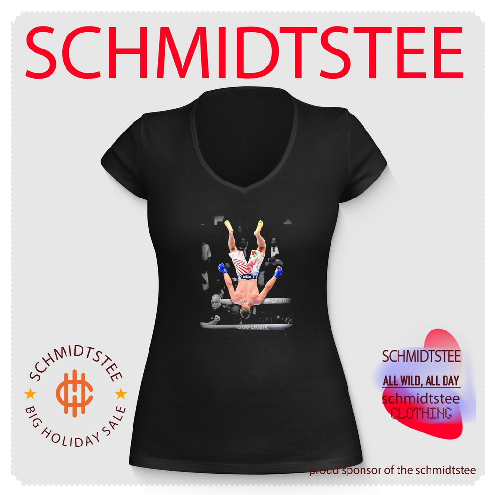 Justin Gaethje air backflip celebration UFC shirt