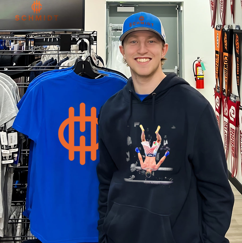 Justin Gaethje air backflip celebration UFC shirt