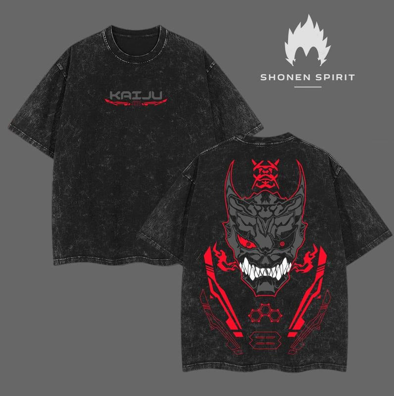 Kaiju No. 8 Anime Double Printed Vintage Washed Tee Unisex Oversize Anime Manga Washed Lightweight Cotton T-Shirt, Gift...