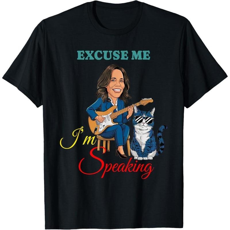 Kamala Harris Guitar Excuse Me I m Speaking - Cat Lady Quote T-Shirt Hoodie, Sweatshirt | PodTeesHub.com