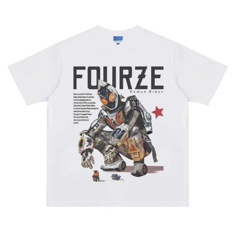 Kamen Rider "Fourze" Vintage Oversized Tee Anime T-shirt 100% Cotton Original Design Men's Top for Fans Menswear Tshirt...