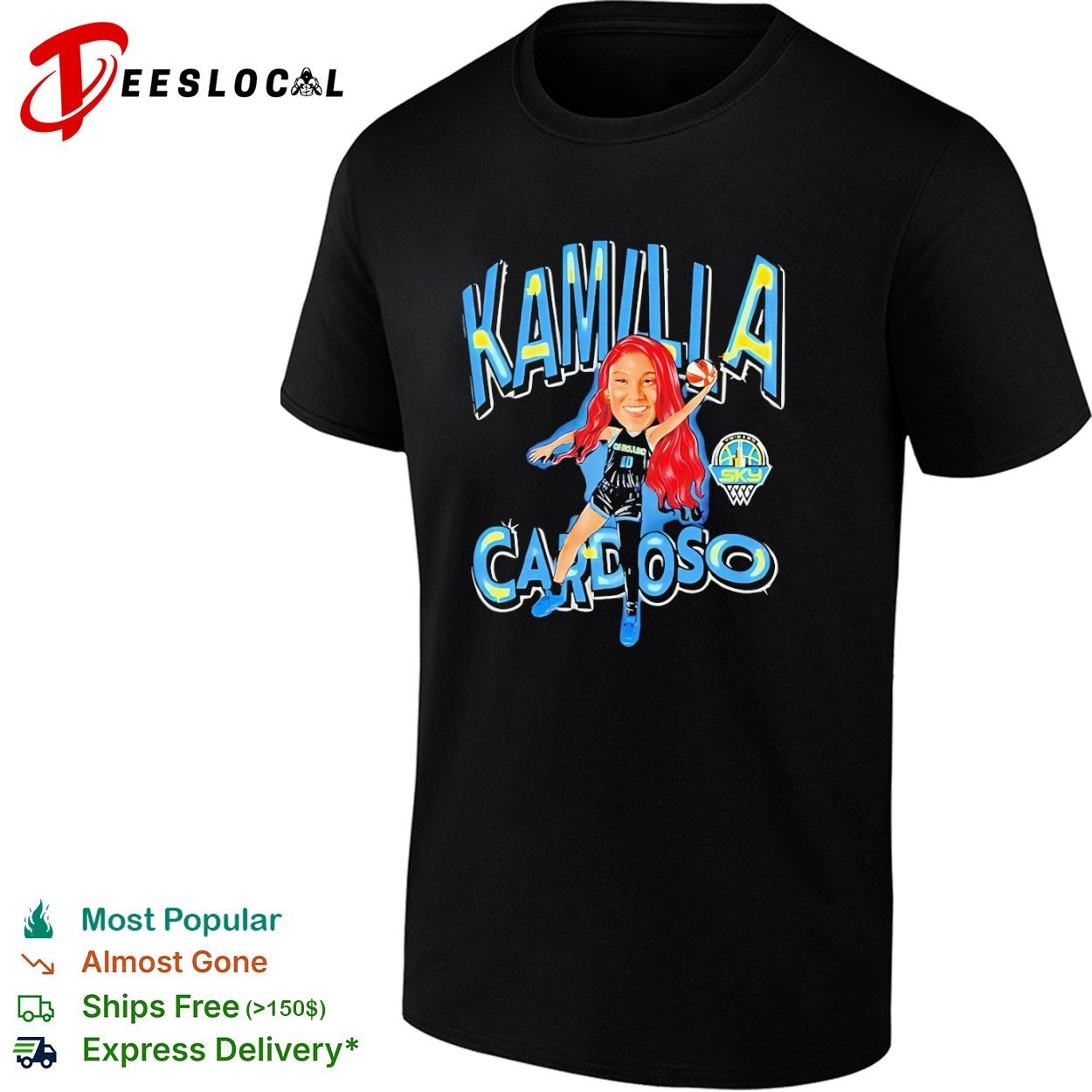 Kamilla Cardoso Chicago Sky WNBA Basketball Kamilla Cardoso Caricature Player shirt