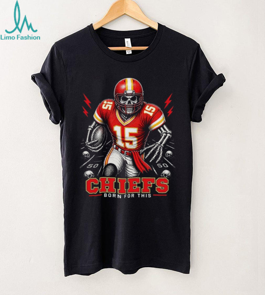 Kansas City Chiefs Skeleton Football Player Born For This Vintage Fan Outfit Shirt