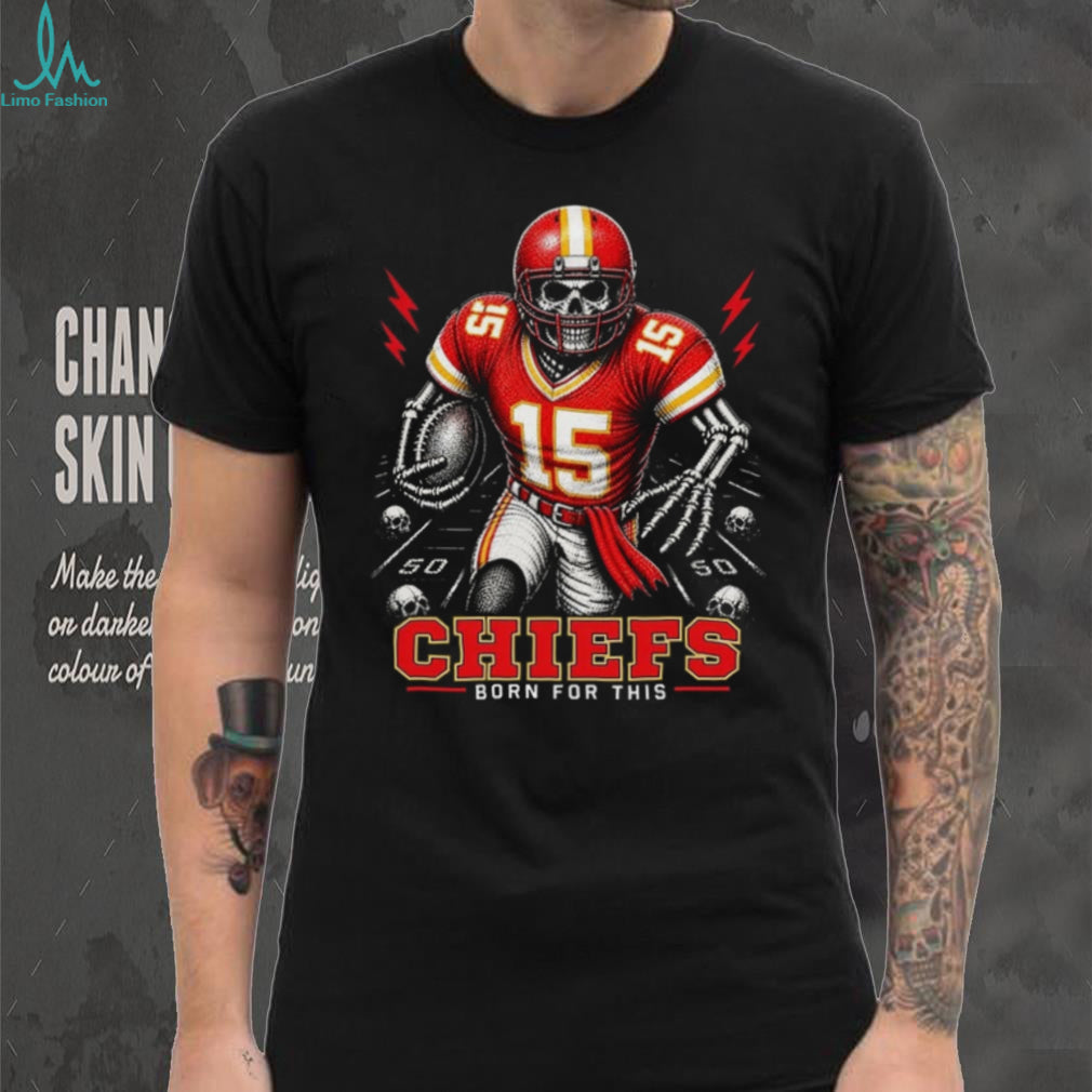 Kansas City Chiefs Skeleton Football Player Born For This Vintage Fan Outfit Shirt