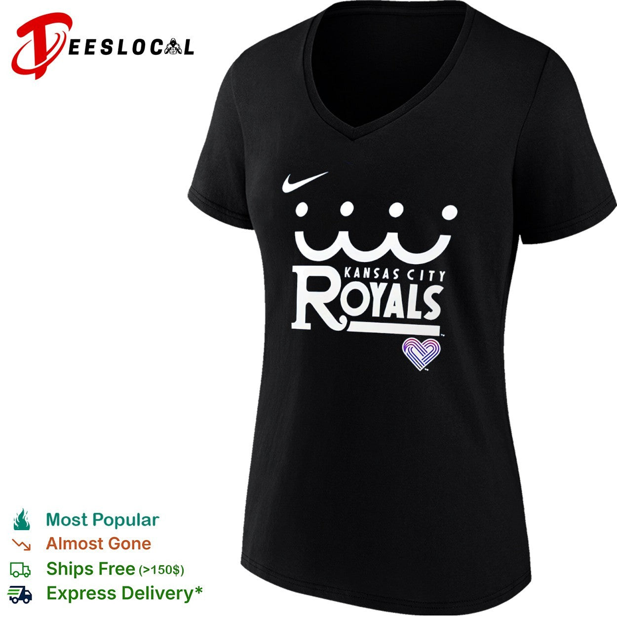 Kansas City Royals Logo and Heart MLB Shirt
