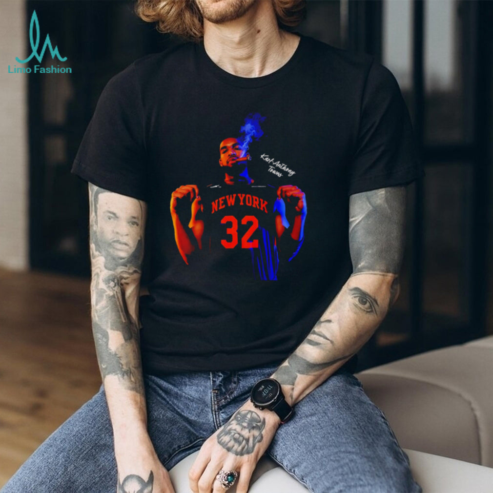 Karl Anthony Towns New York 32 Cigar Smoking Basketball Shirt