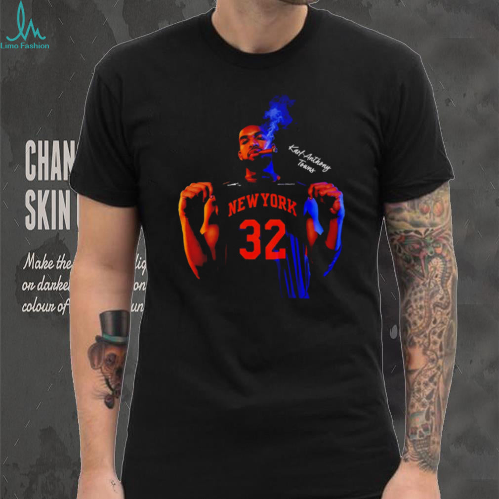 Karl Anthony Towns New York 32 Cigar Smoking Basketball Shirt