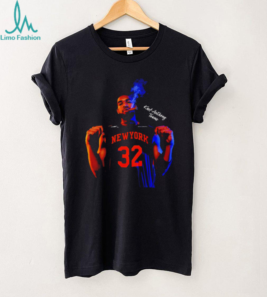 Karl Anthony Towns New York 32 Cigar Smoking Basketball Shirt