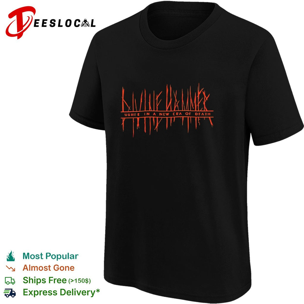 Kataklysm usher in a new era of death scratchy font shirt