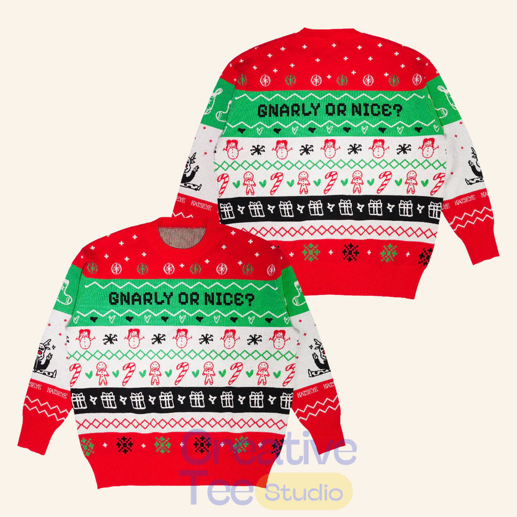 Katseye Merch Gnarly Or Nice Ugly Christmas Sweater