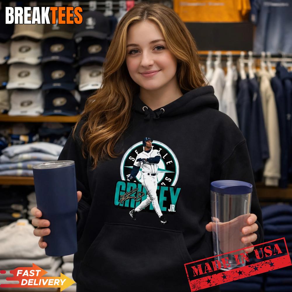 Ken Griffey Jr Seattle Mariners MLB pose Signature T-Shirt