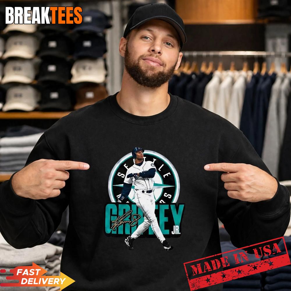 Ken Griffey Jr Seattle Mariners MLB pose Signature T-Shirt