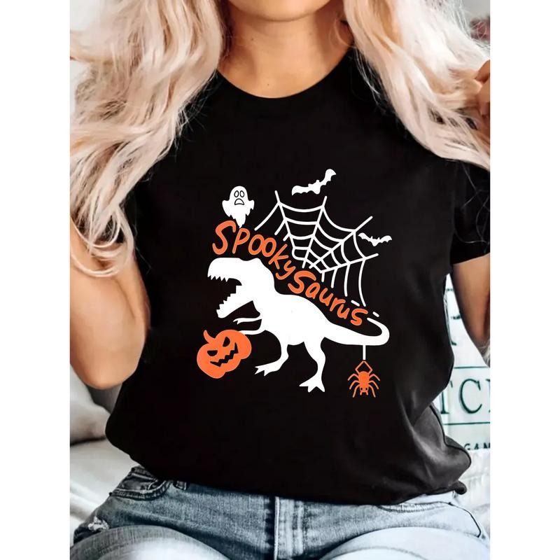 Kids Toddler Halloween Cotton T-shirt with Skeleton Pumpkin Graphic Short Sleeve 2-7T Hoodie, Sweatshirt | PodTeesHub.com